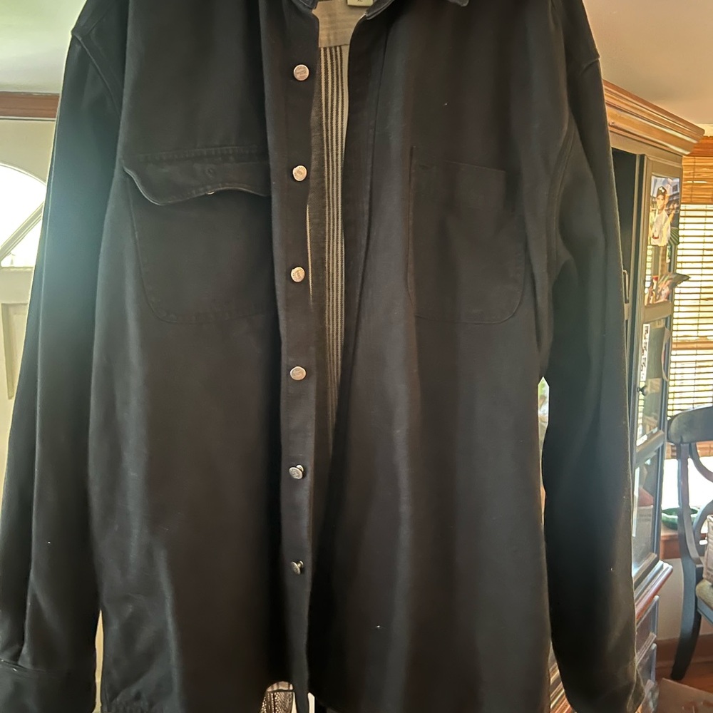Vintage Eddie Bauer Men’s XL Heavyweight Flannel Lined Denim Shirt Jacket Black